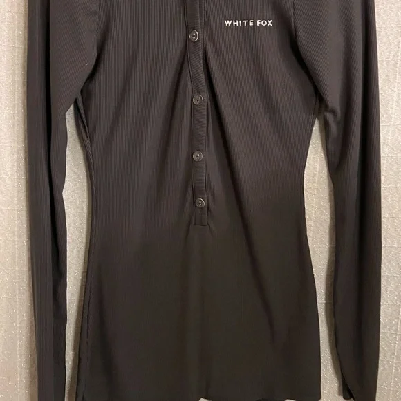 White Fox Boutique Charcoal Button-Up Romper - Picture 4 of 5